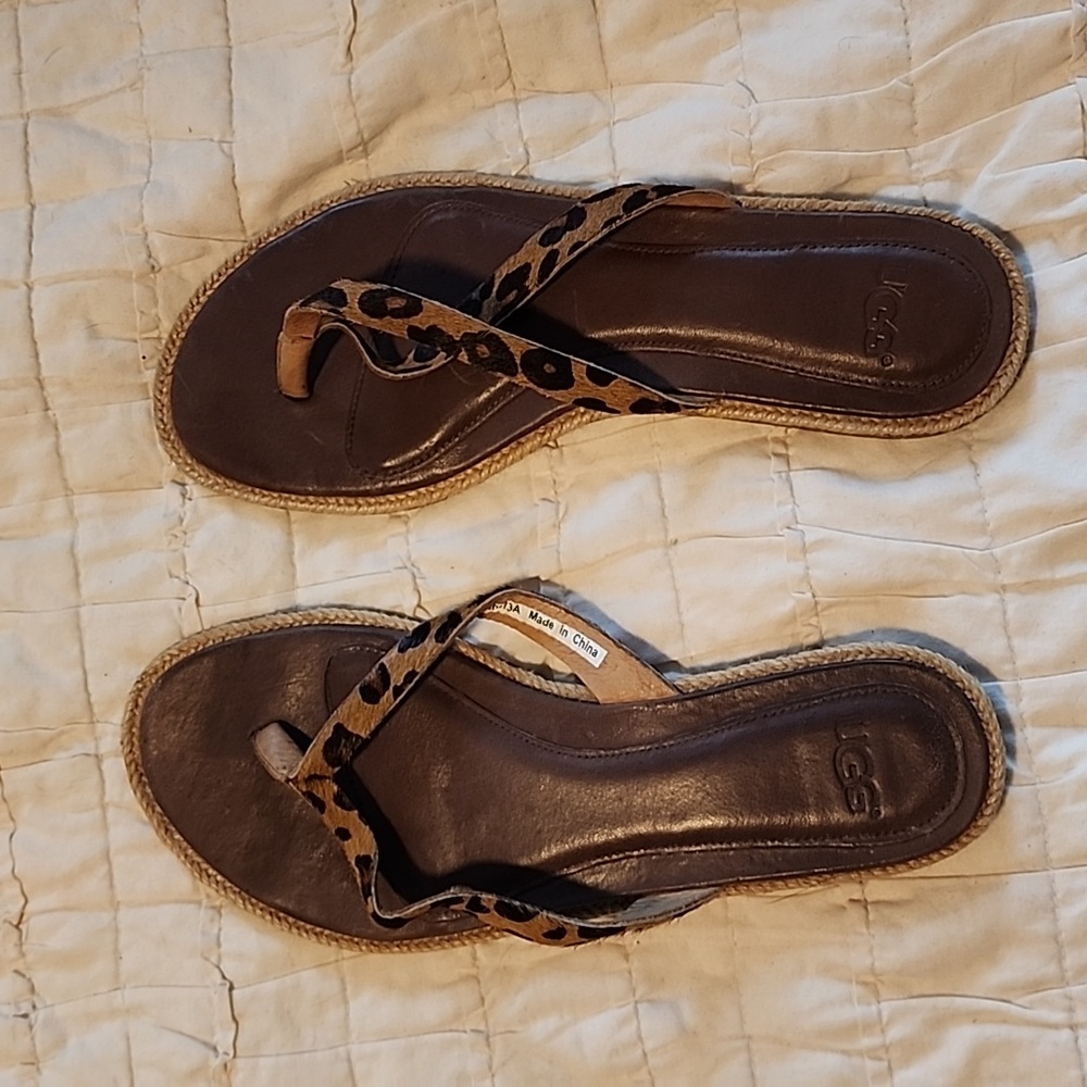 Ugg leopard calf hair sandals size 6